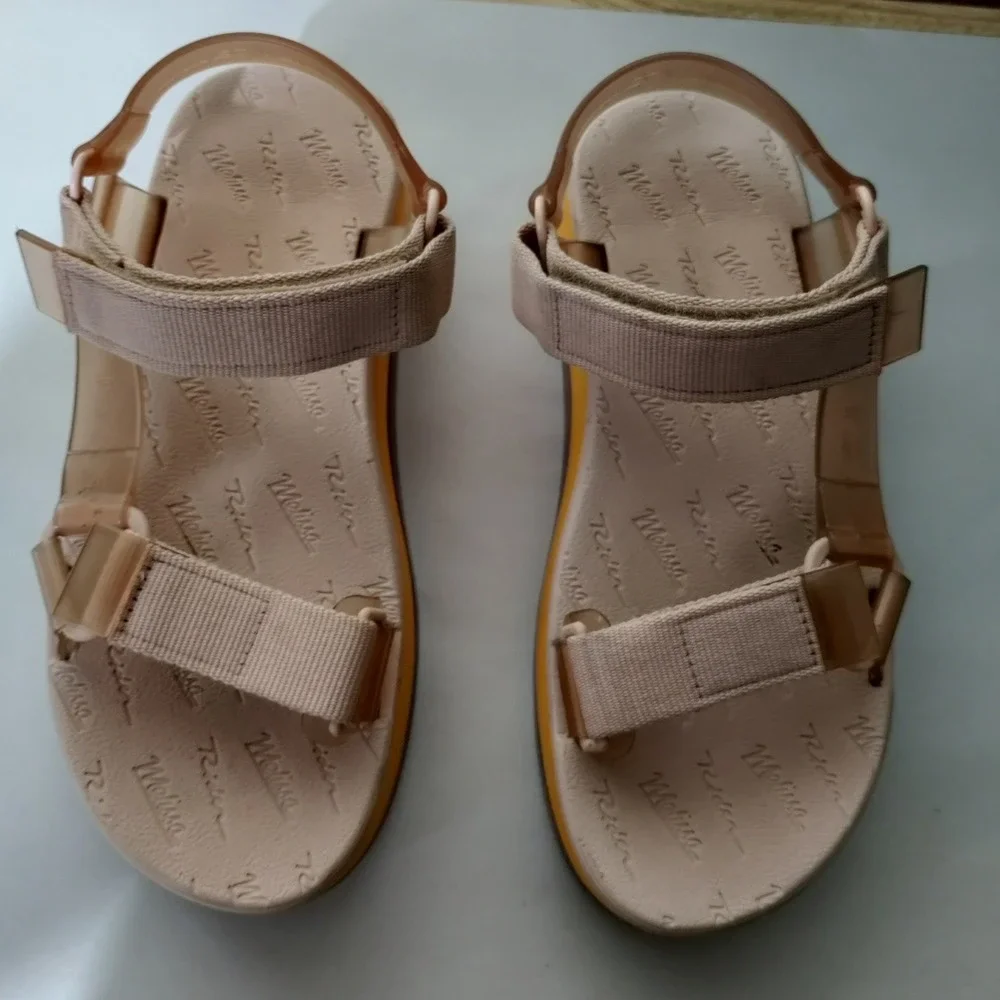 Melissa x Rider Papete Platform Sandals Pink Yellow Chunky Strappy 32298